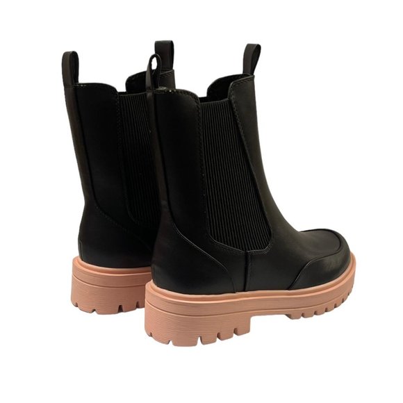 Soda Shoes Grotto Combat Style Black Chelsea Boots - Picture 4 of 4